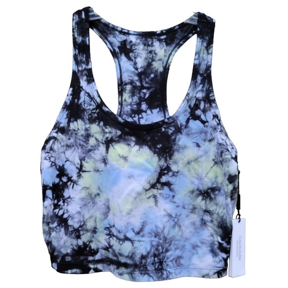 Calvin Klein Tie Dyed Cropped Racerback Top Large - Picture 2 of 13